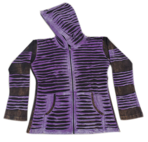 Purple Full RazorCut stonewash Bohemian Hippie fashion style Cotton jacket