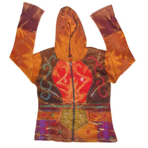 Hippie Color Stonewash and Hand Embroidery Hoodie