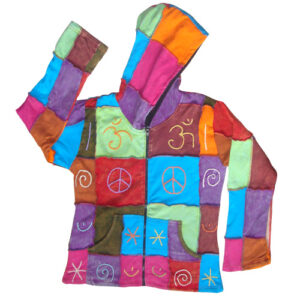 Patchwork and Hand Embroidery stonewash Hippie fashion style Cotton jacket