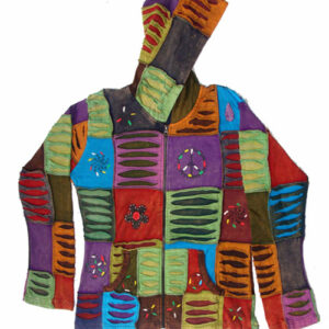 Multicolor Patchwork Razor cut Stonewash Hippie Cotton Jacket