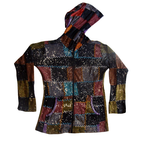 Patchwork Hand Embroidery and Print Hippie Bohemian Patchwork Cotton Hoodie