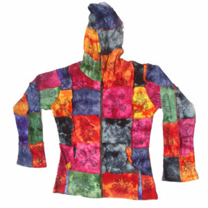 Tie Dye Patchwork and Hand Block Print 100% Pre-Wash Hippie fashion style boho Cotton jacket