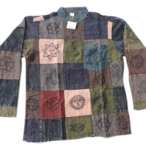 Stonewashed Patchwork Hippie Cotton Shirt