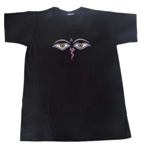 Hand crafted Buddha eyes embroidered t-shirt
