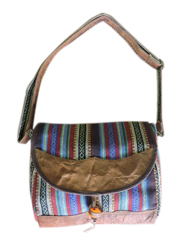 Sustainable leather patched gheri side bag