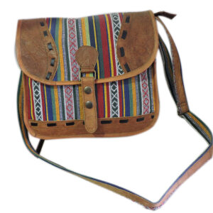 Practical size boho leather patched side bag