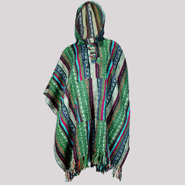 Light Green Mix Durable Hippie Gheri Poncho