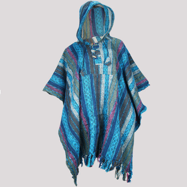 Ecofriendly Hippie Blue Mix Gheri Poncho