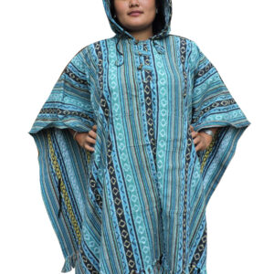 Bluish mix handmade gheri cotton poncho