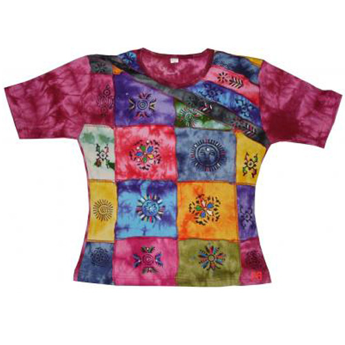 Embroidered Hippie Ladies Half Sleeve T-shirt