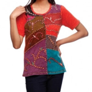 Colorful Hippie Crop Embroidered Ladies Top