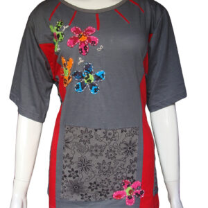 Heavy Embroideries Half Sleeve Ladies T-shirt