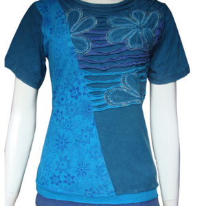 Vibrant Blue Tone Embroidered Half T-shirt