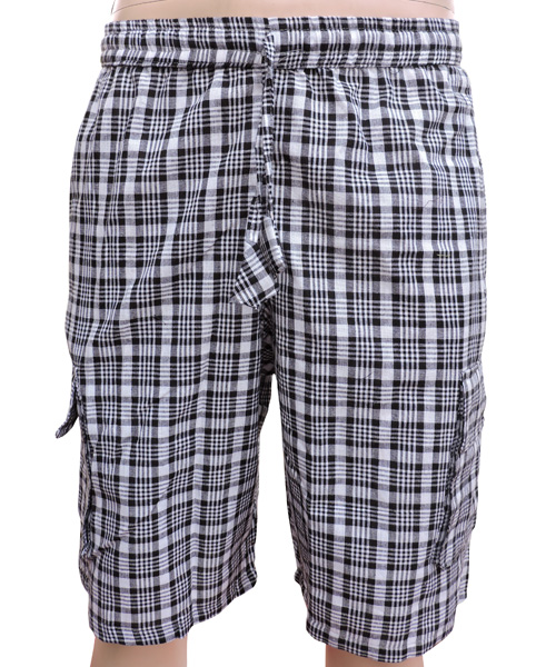 Multi Pockets Hippie Check Style Half Pant