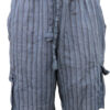 Gray Color Striped Hippie Cotton Cargo Short Pant