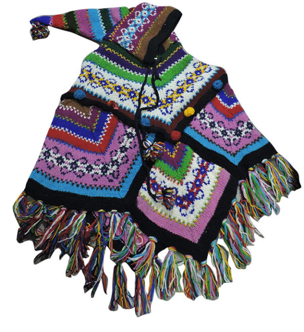 Made in Nepal Colorful Woolen Poncho