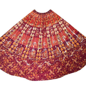 Maroon Printed Long Skirt