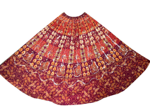 Maroon Printed Long Skirt