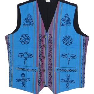Himalayan Hippie Cotton Waist Coat: Waist Coat - Blue Color | Clothing in Nepal