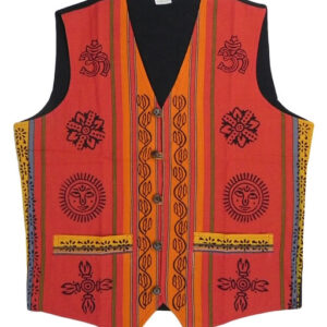 Man Hippie Cotton Waist Coat: Waist Coat - Red Color | Clothing in Nepal
