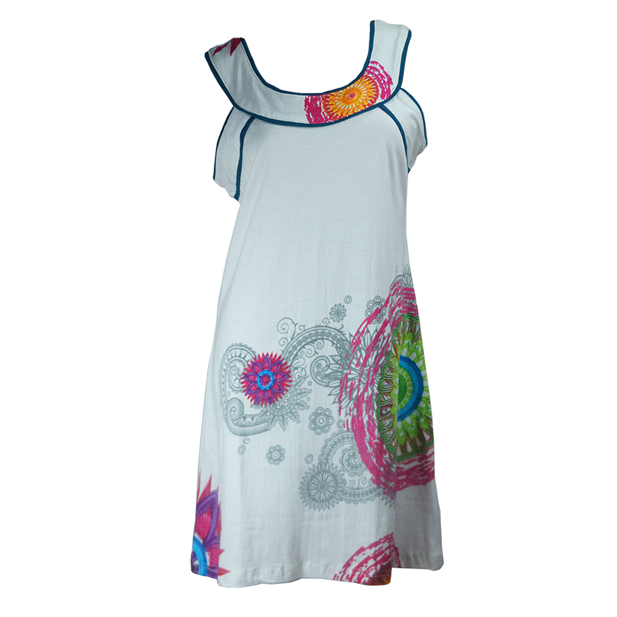 Vintage Bohemian White Hippie Ladies Dress - Clothing in Nepal Pvt Ltd