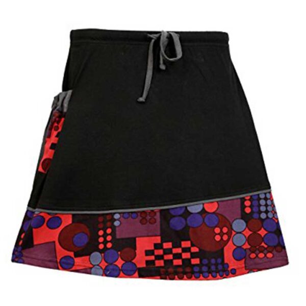 Black color toned bubble block prints smooth mini skirt for summer