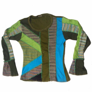 Vintage – Inspired Round Neck Patchwork Top