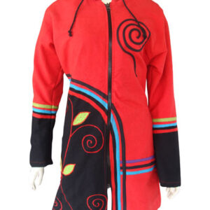 Red & Black Mix Boho Cotton Winter Jacket