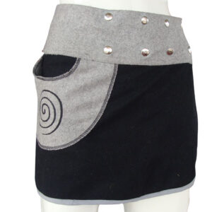 Snap round button handmade B&W hippie skirt