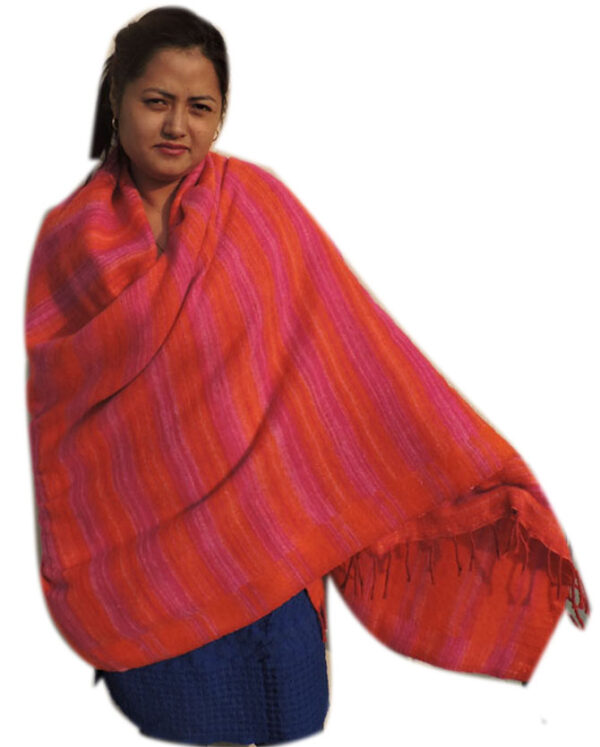 Plain red tone fair trade woolen stole
