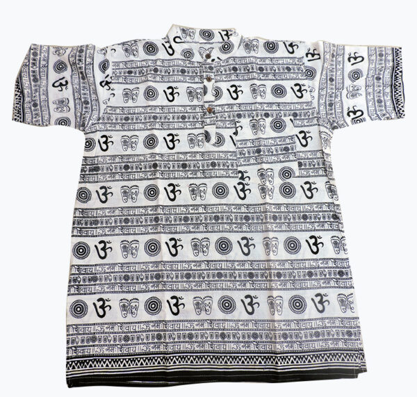 Om Print Hippie Printed Cotton Half Shirt