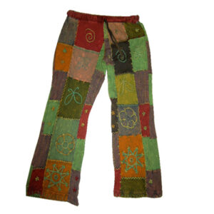 Comfy elastic waist added boho patchwork pant