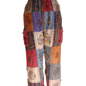 Nepalese handmade raw cotton unisex patchwork pant | funky Hippy colorful Printed Durable Cotton Trouser Pant