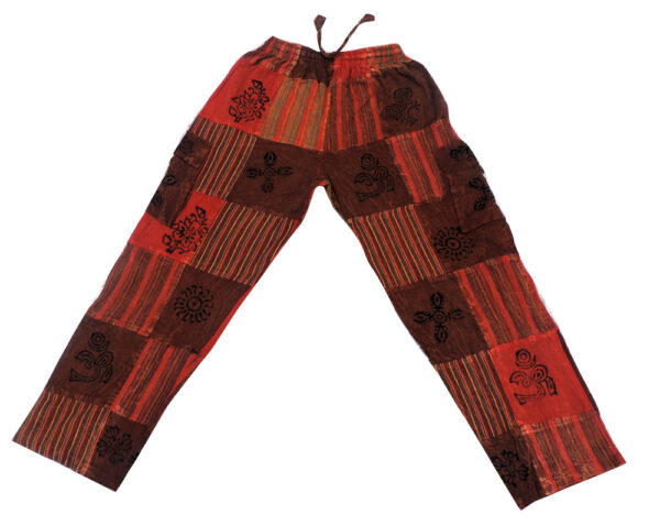 Red Tone Color Wash Hippie Patchwork Pant