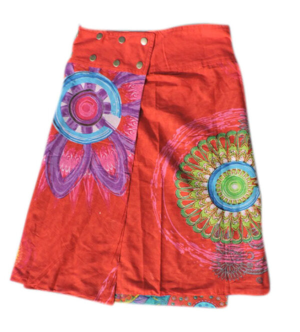 Flowers embroidered Orange wrap skirt
