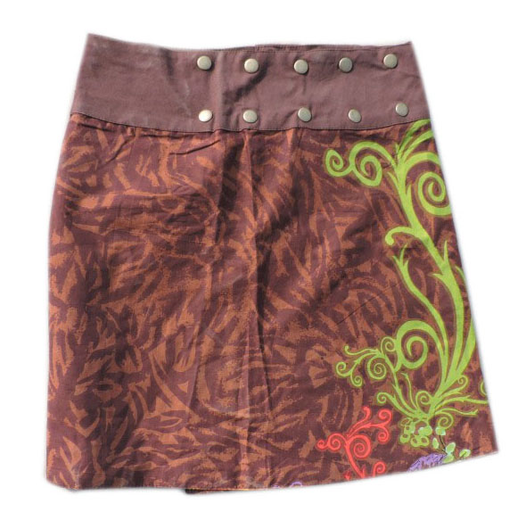 Boho hand embroidered wrap skirt