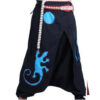Lizard Embroidered Wide Leg Cotton Trouser