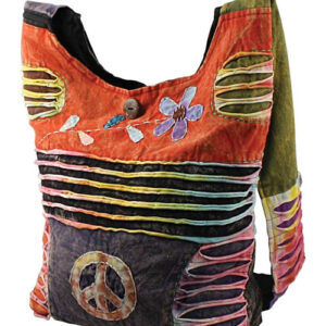 Patch flower cutwork hippy shoulder bag