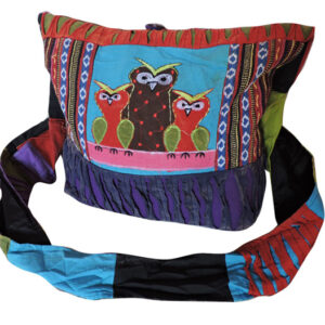 Owl embroidered hobo cross body bag