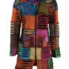 Multicolor Patchwork Hand Embroidery Fleece Lined Hippie Long Coat