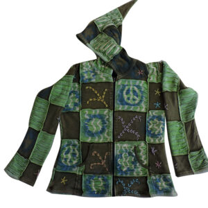 Pointed Hooded Patchwork Cotton Jacket