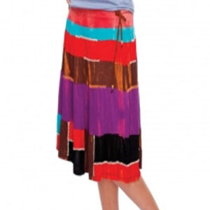 Colorful patches added gypsy maxi style cotton skirt