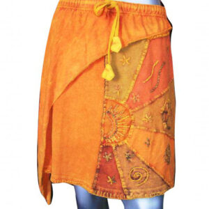 Bohemian Orange tone handmade cotton skirt