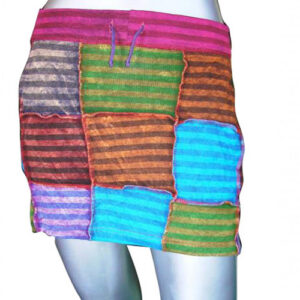 Multiple razor cut patches added cotton mini skirt