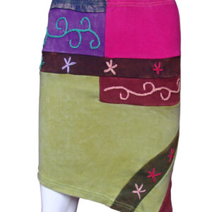 Multicolor embroidery hippie cotton skirt