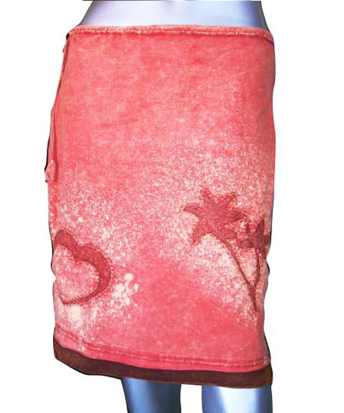 Plain pink tone hippie thick cotton wrap skirt