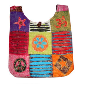 Hippie canvas women cotton hand bag with razor cuts