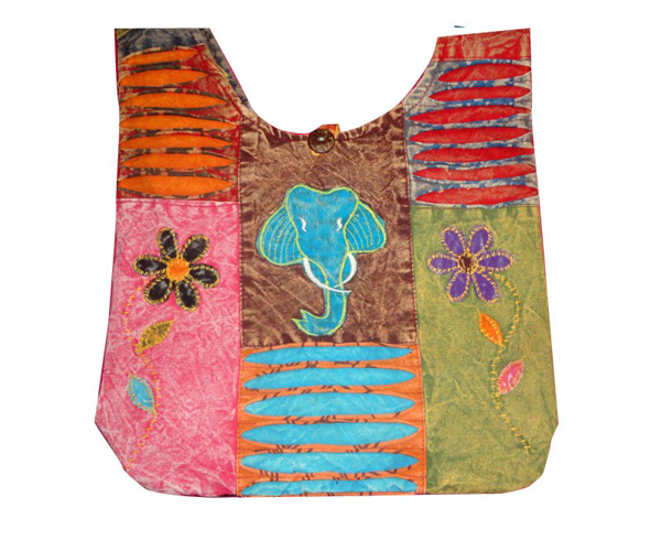 Artisanal Elephant Embroidered Outdoor Shoulder Bag