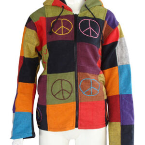 Sign of Peace Printed Colorful Patch Winter Jacket