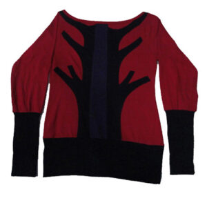Old Tree Zipper Designed Hippie Ladies Top
